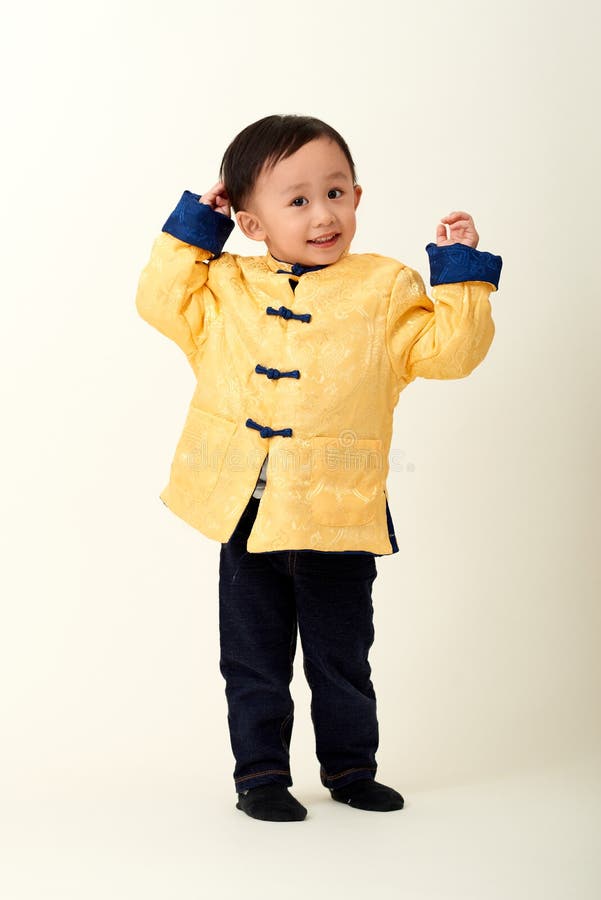 Chinese Baby Boy in Traditional Chinese New Year Outfit Stock Image ...