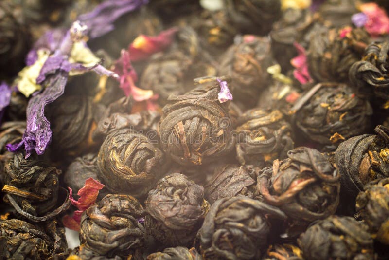 Chinese Black Tea Leaf Balls with Flower Stock Image Image of organic, plant 71445765