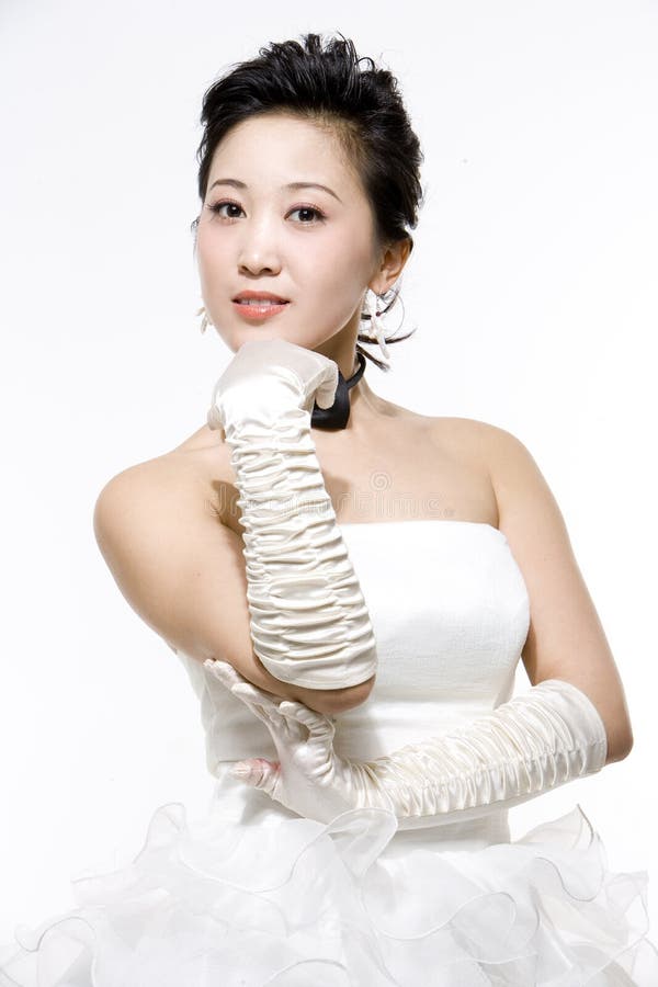 Cinese sposa bianco vestiti.