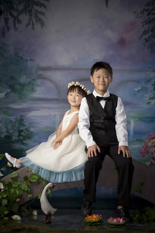 Chinese brother and sister stock photo. Image of faces 11059520