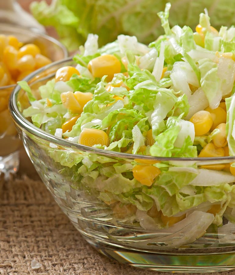 Chinese Cabbage Salad with Sweet Corn Stock Image Image of bowl