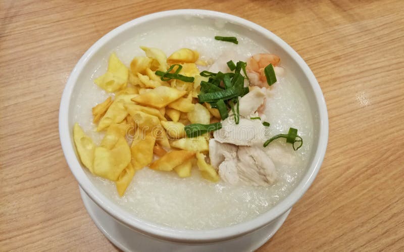 Chinese Chicken Porridge Served with Crackers Stock Image - Image of ...