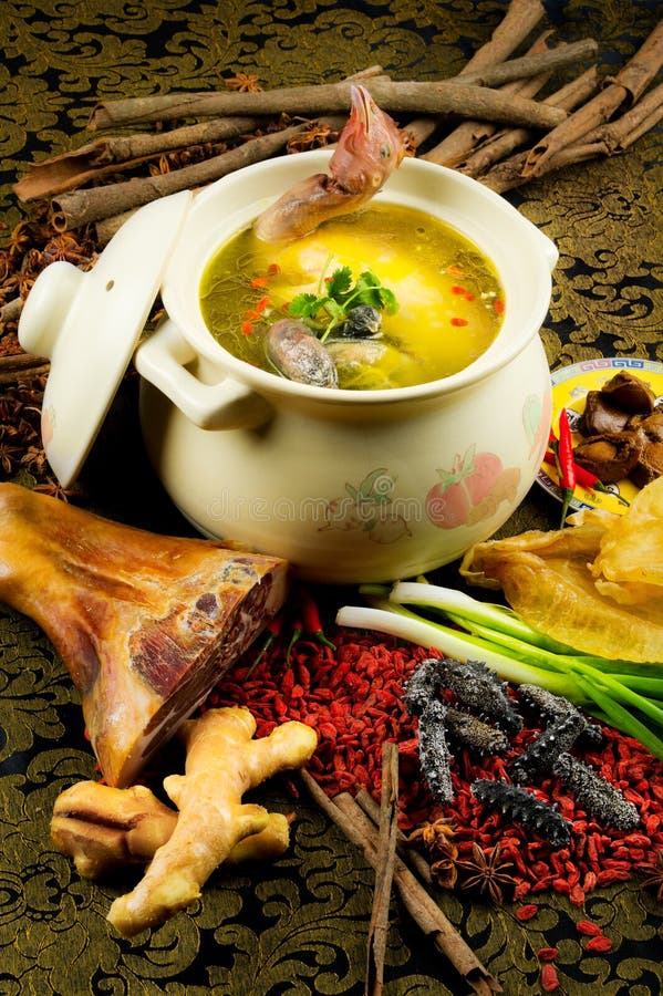 Chinese Cuisine, Chicken Soup in the Pot Stock Photo Image of cuisine