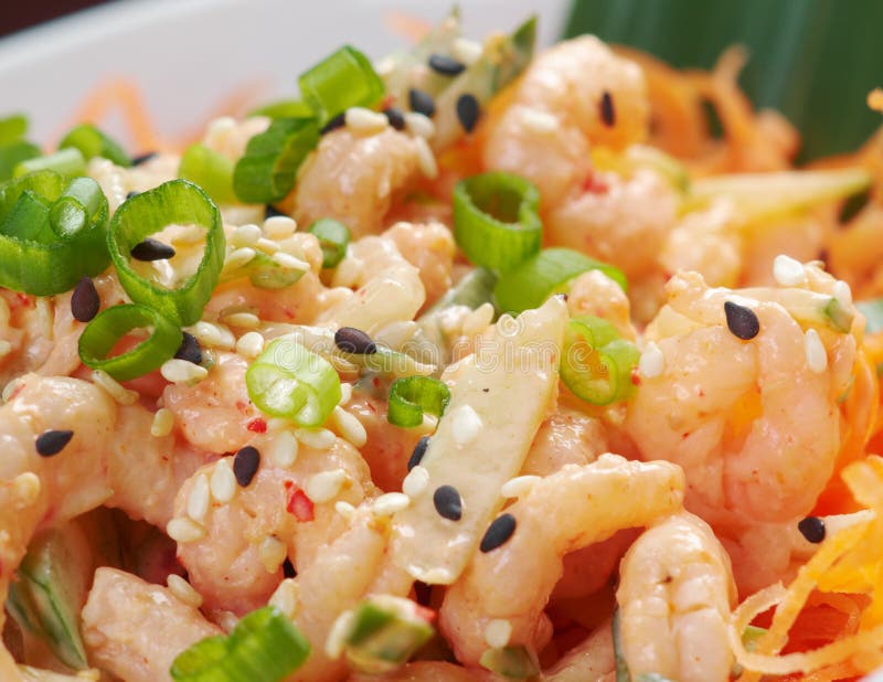 Chinese Cuisine .salad of Shrimp Stock Image Image of salad, cherry