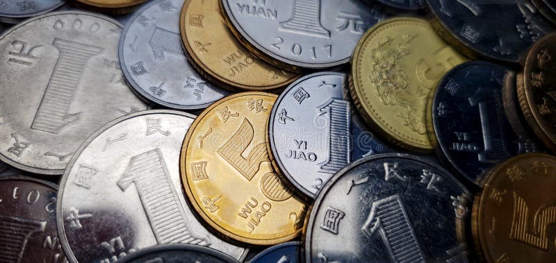 Chinese Currency Chinese Coins In Denominations Of 1 Yuan 1 Jiao And chinese-currency-chinese-coins-in-denominations-of-1-yuan-1-jiao-and