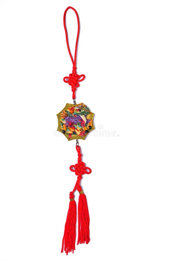 Chinese Decoration with Dragon for Good Luck on White Background Stock