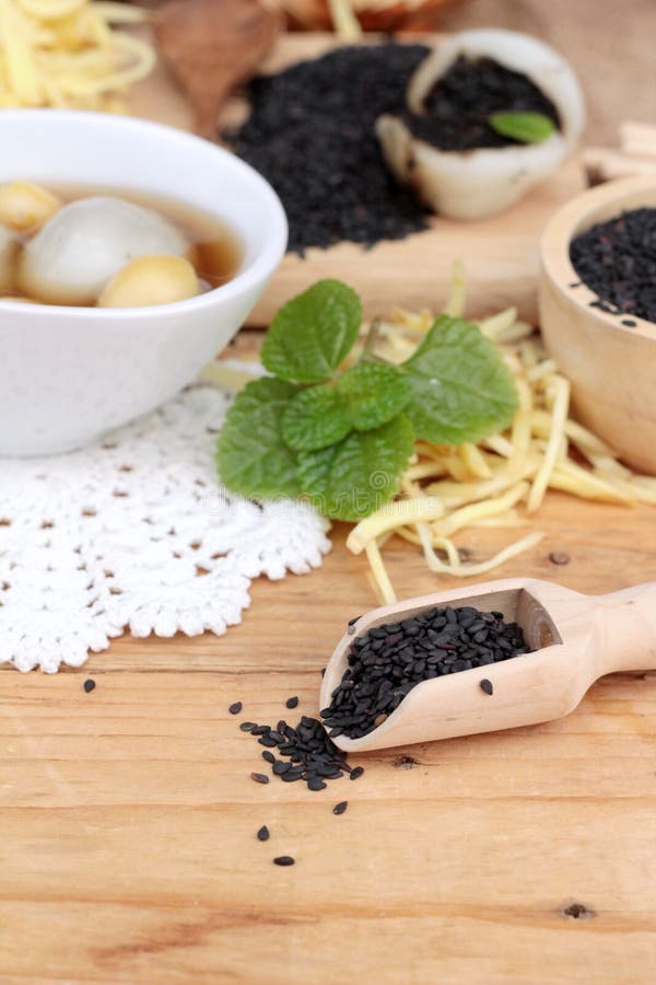 Chinese Dessert ,glutinous Rice Balls in Ginger Soup. Stock Photo
