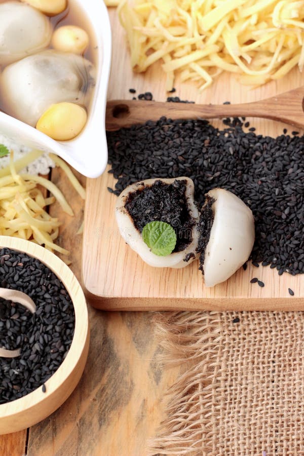 Chinese Dessert ,glutinous Rice Balls in Ginger Soup. Stock Photo