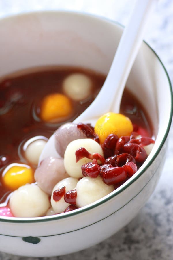 Chinese Dessert, Red Bean Soup with Rice Ball Stock Photo Image of
