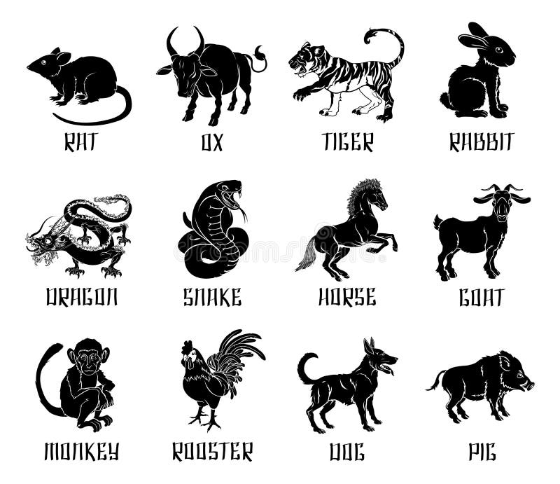 Chinese dierenriem dierlijke pictogrammen royalty-vrije illustratie Chinese dierenriem dierlijke pictogrammen royalty-vrije illustratie
