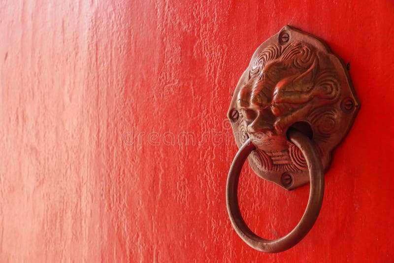 Chinese door knob stock photo. Image of gate, lion, knob 74993896