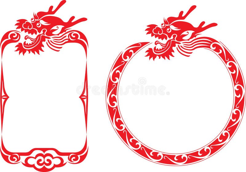 Chinese dragon border illustrations