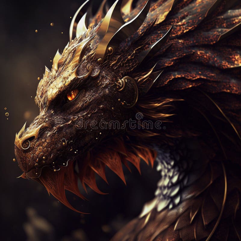 Chinese Dragon Head. Generative Ai Stock Illustration - Illustration of ...