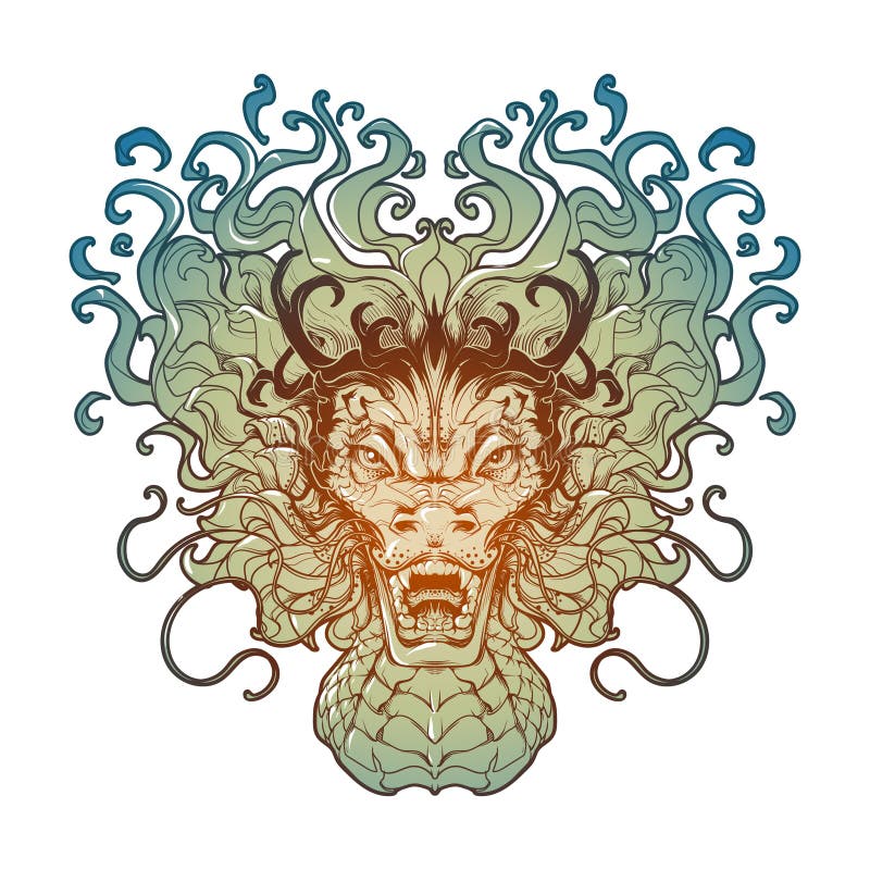 Chinese Dragon. Zodiac Symbol of the New Year 2024. Color Stock