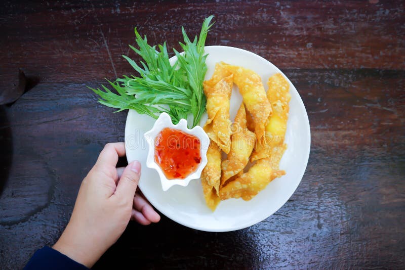 Chinese Dumpling, Dumpling or Wonton or Deep Fried Dumpling Stock Image