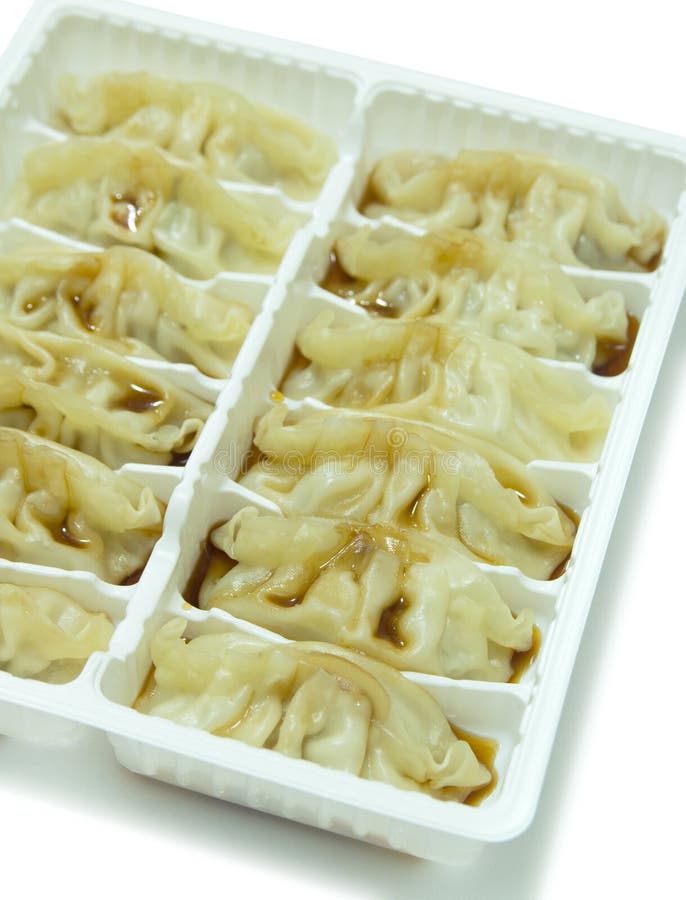 Chinese Dumplings Isolated a White Stock Photo Image of sauce