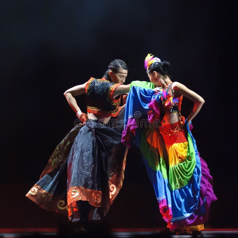 Chinese Duo Dance Taste of Yi Village Editorial Stock Image Image