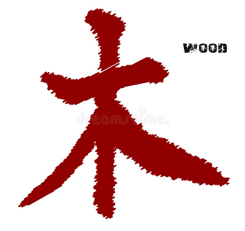 The Chinese Element Symbol for Wood Stock Vector Illustration of