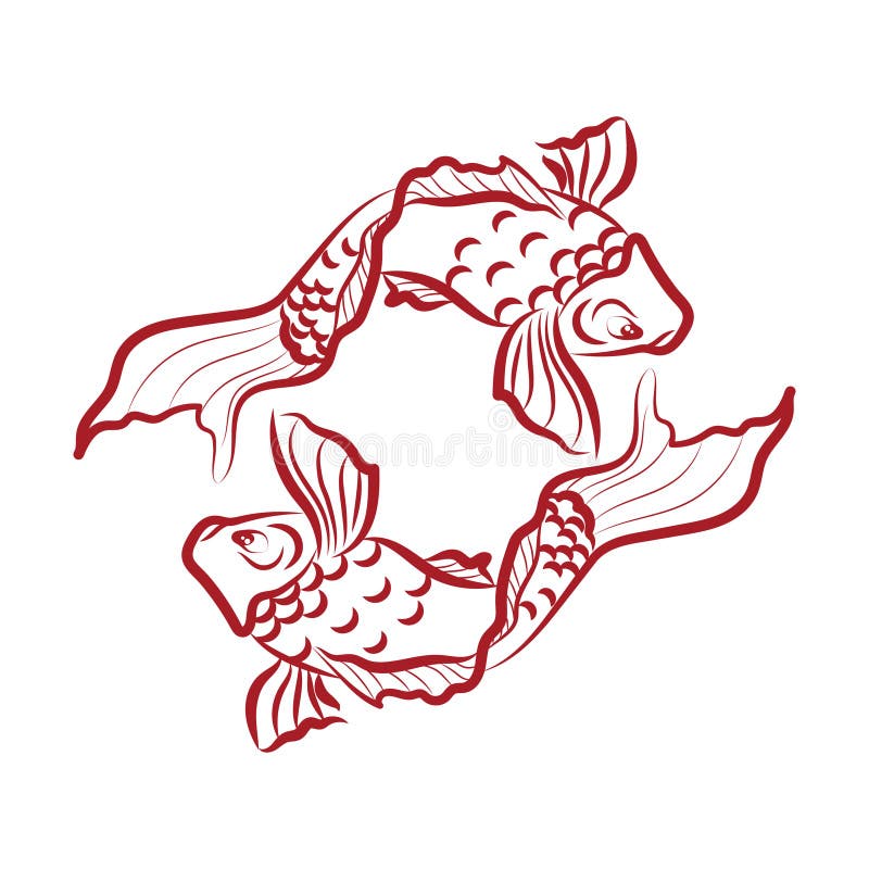 Chinese Fish. Vector Illustration Decorative Design Stock Vector