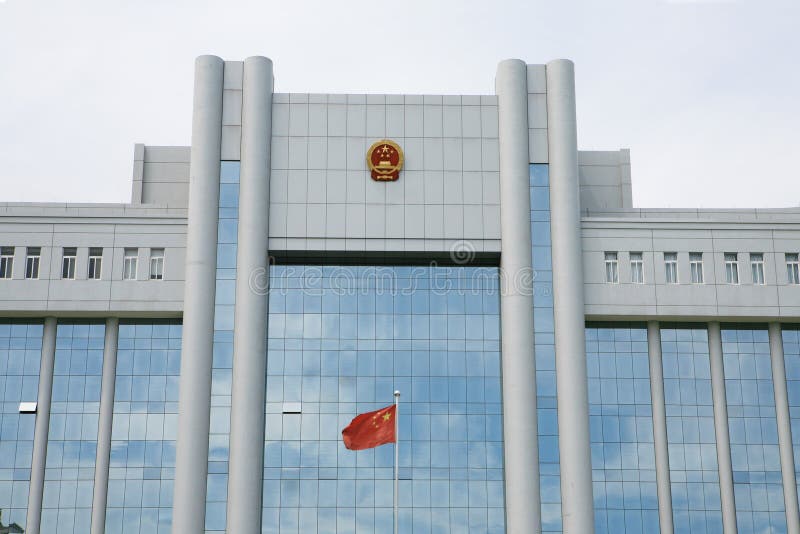 Chinese flag with building