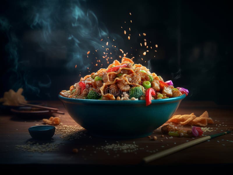 Chinese Food In A Bowl Close up Product Photography Generative AI Stock chinese-food-in-a-bowl-close-up-product-photography-generative-ai-stock