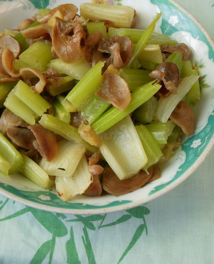 Chinese Food Celery Stir Fried Fish Stomach Stock Image Image of