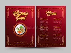 Chinese Food Menu Card Template In Red Color Stock Illustration 