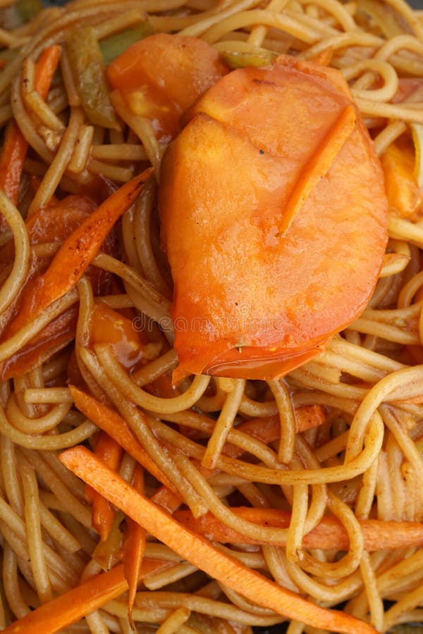 Chinese Food. Spaghetti with Tomatoes Stock Photo Image of isolated
