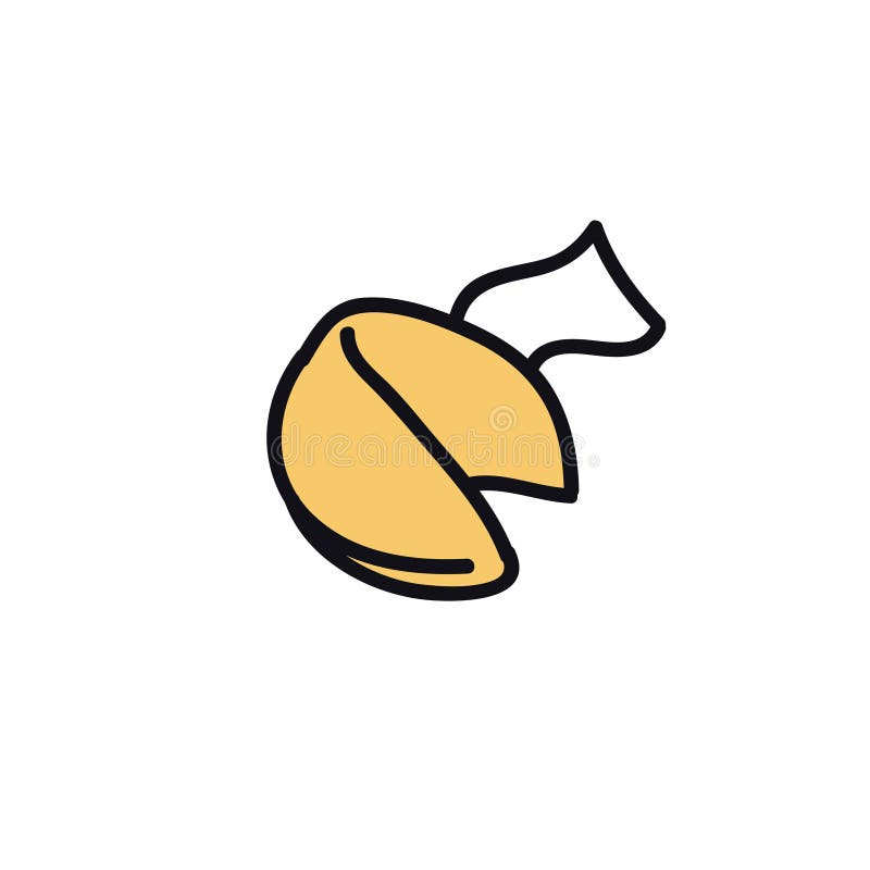Chinese Fortune Cookie Doodle Icon, Vector Illustration Stock