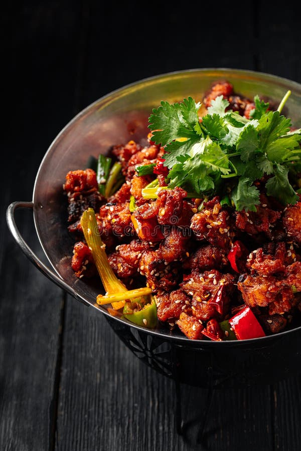 Chinese Fried Chicken with Chili Pepper Stock Image Image of