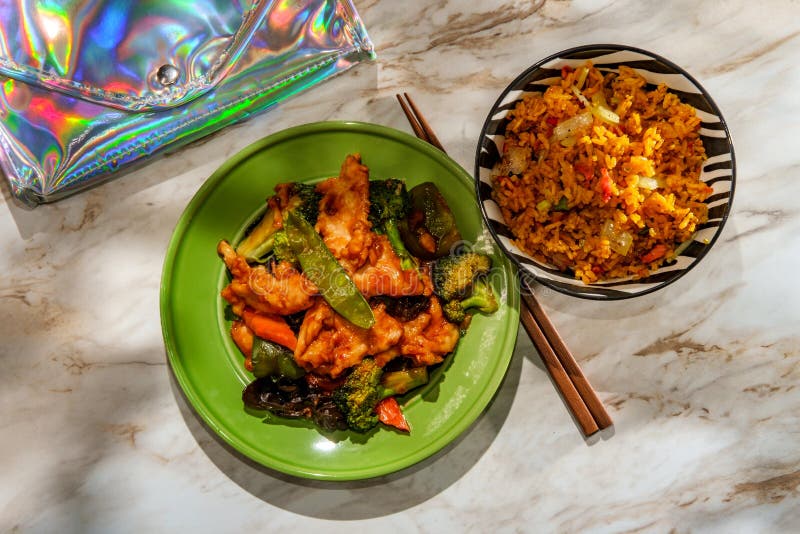 Chinese Garlic Chicken Fried Rice Stock Photo Image of broccoli