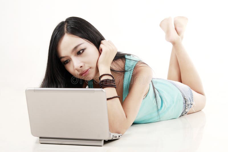 Chinese girl with laptop