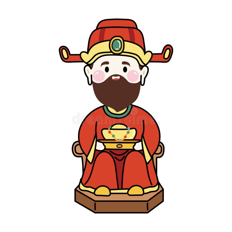 cartoon chinese emperor sitting