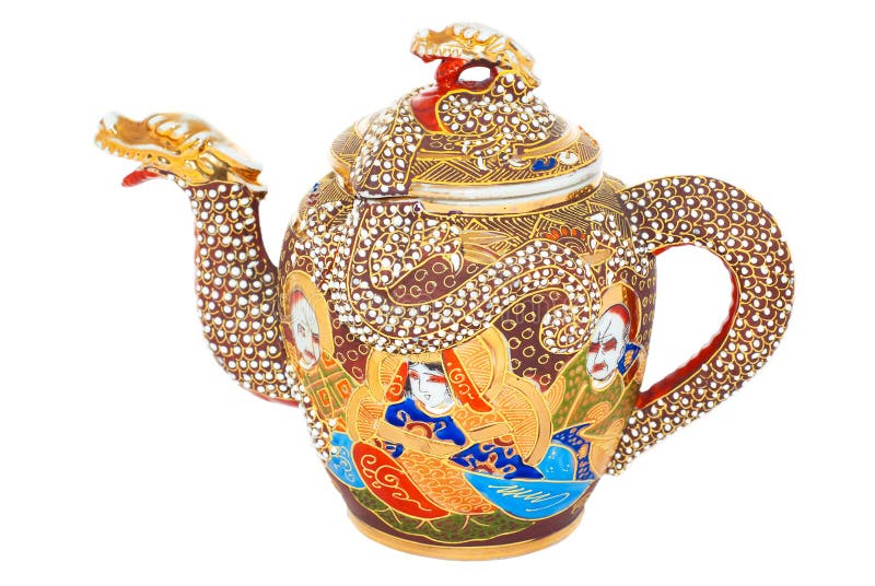 Chinese teapot stock photo. Image of dragon, gold, kettle 30058828