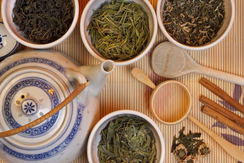 Chinese Green Tea Clay Pot and Cups Stock Image Image of isolated