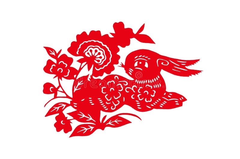 Chinese handmade red cut paper rabbit stock images Chinese handmade red cut paper rabbit stock images