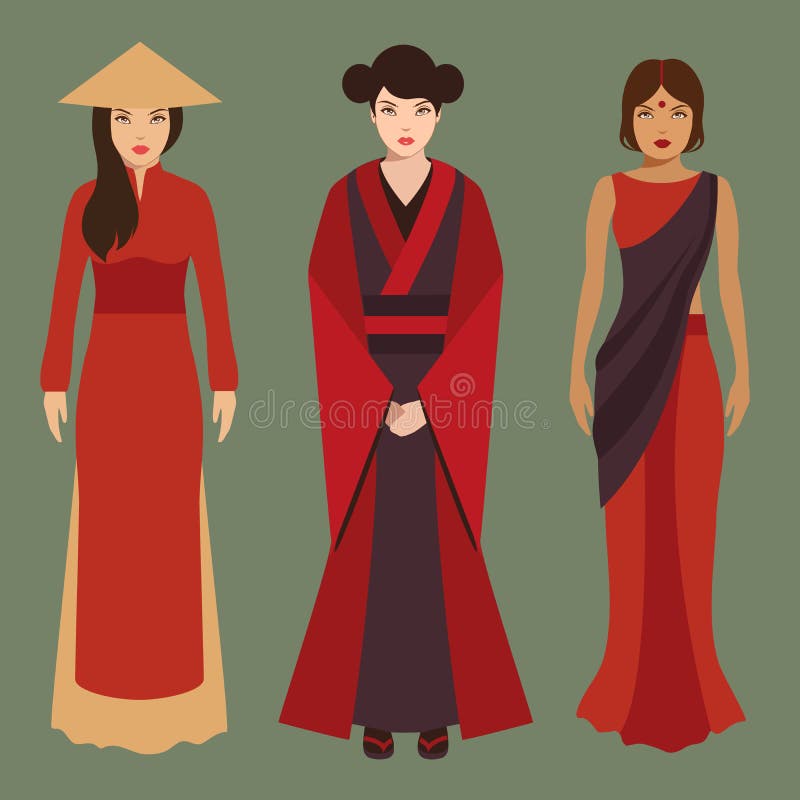 Chinese, japanese and indian women stock illustration Chinese, japanese and indian women stock illustration