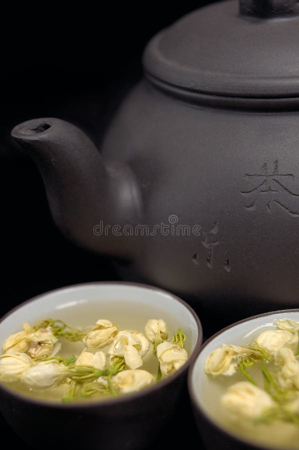 Chinese Jasmine Tea Pot and Cups Stock Image Image of freshness