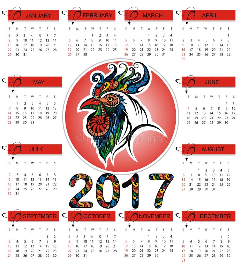 Chinese kalender 2017 vector Illustration of tijdschema -