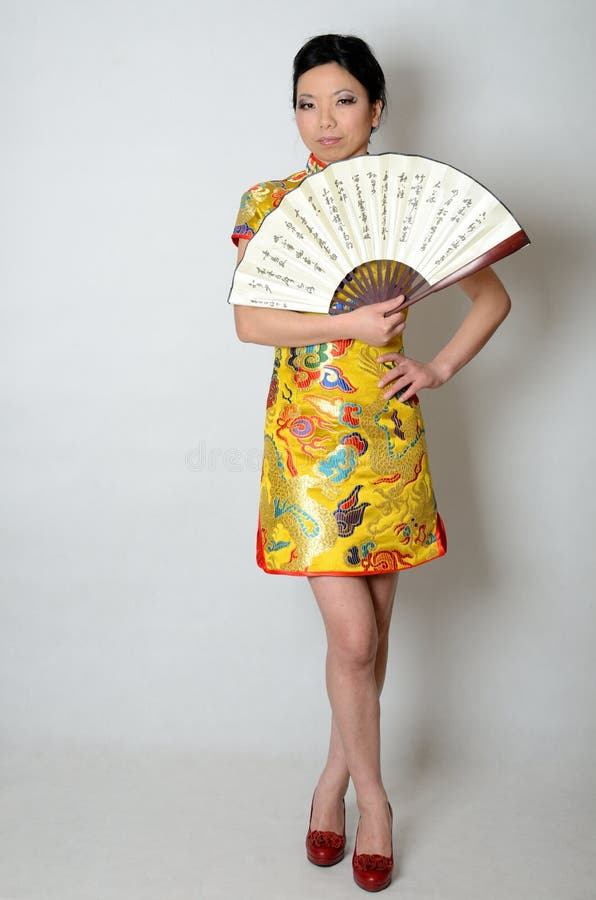 Chinese lady with fan stock image. Image of background - 39305695