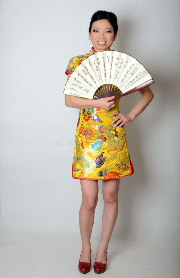 Chinese lady with fan stock image. Image of background - 39305695