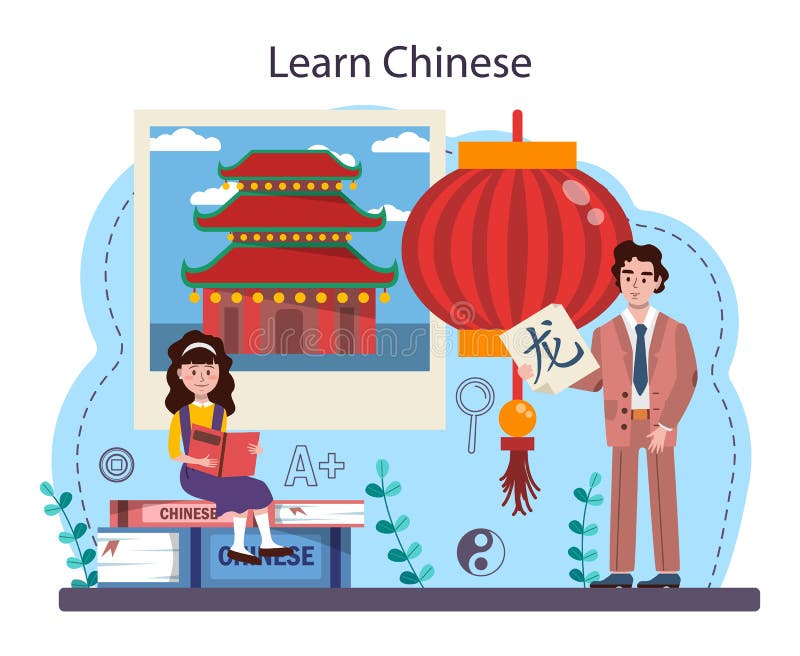 Chinese Language Learning Concept. Language School Chinese Stock Vector -  Illustration Of Talk, Teaching: 233521920