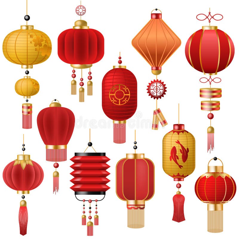 Chinese paper lanterns traditional china Vector Image