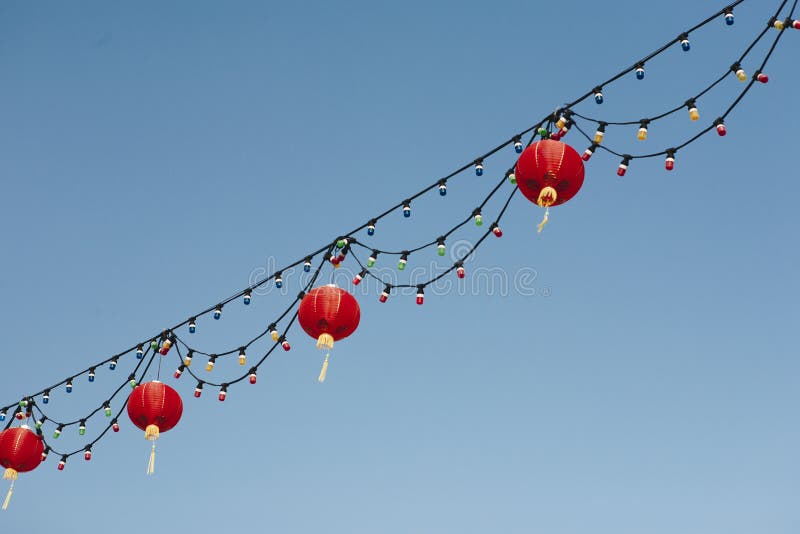 Chinese Lanterns in the Sky Stock Photo Image of chinese, cloudy 115367858