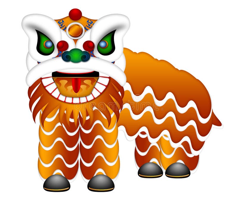 Čínština tanec barvitý ozdobený hlava a tělo ilustrace izolované na bílém pozadí.