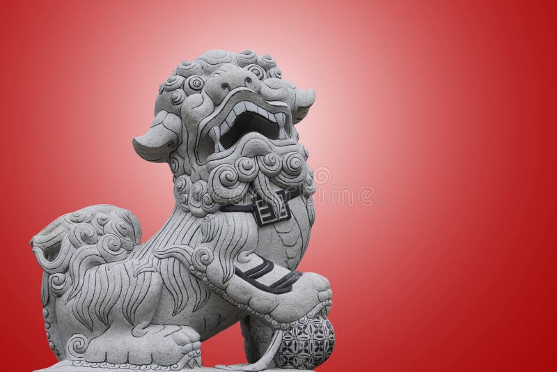 Chinese Lion Statue Red