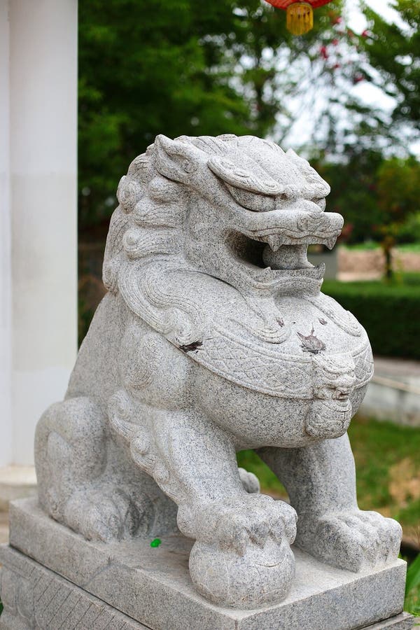 Chinese lion statue stock photo. Image of garden, stone 56893296