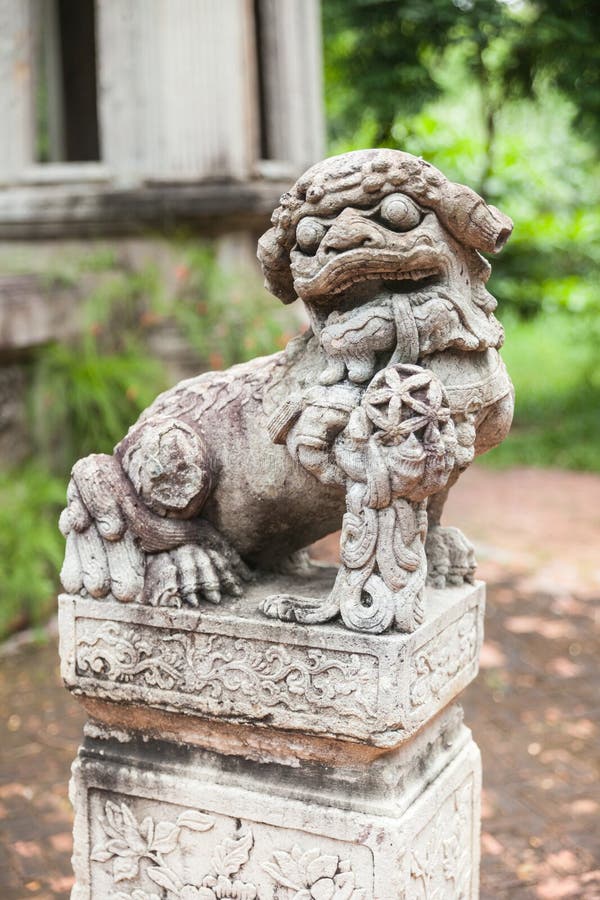 Chinese Lion Stone Statue stock image. Image of guardian 44846113