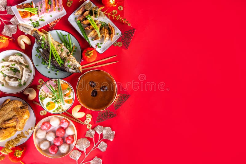 Chinese Lunar New Year Dinner Table Stock Photo Image of cookies