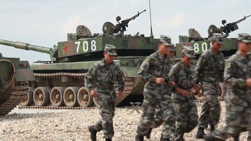 Chinese Military Run Against Tanks Stock Video Video Of Company Green